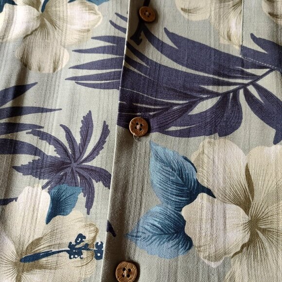 Jamaica Jaxx 100% Silk Floral Hawaiian Short Sleeve Button Down Shirt XL - Picture 5 of 9